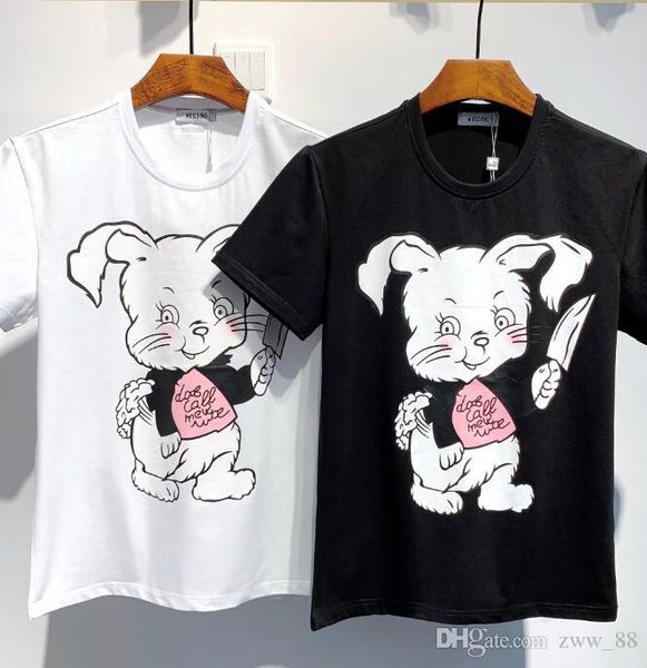 

2020 summer italy luxury rabbit sword letter printing london tee t-shirt men women clothes cotton casual t shirt, White;black