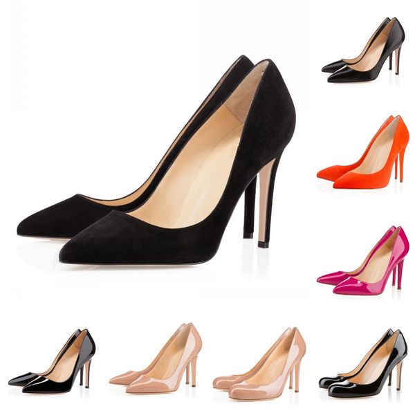 

2019s luxury designer women shoes red bottom high heels 8cm 10cm 12cm white black leather pointed toes pumps wedding dress shoes