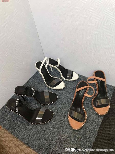 

summer high heel slim high heel slipper summer wear new leather thick heel cellophane tape fashion casual women slippers, Black