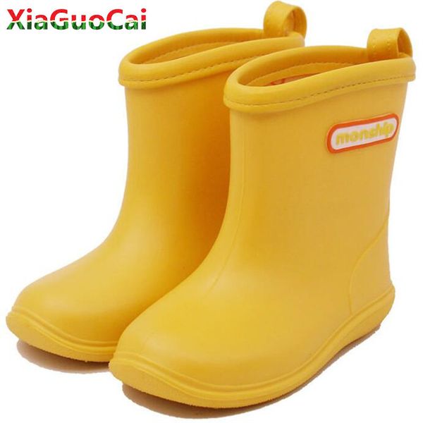 

2019 new fashion kids rain boots girls boys children shoes rainboots loverly waterproof overshoes water shoes rubber shoes a1 27 y190525, Black;red