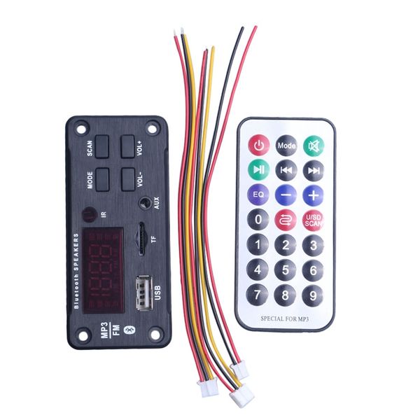 

wireless bluetooth mp3 wma decoder board remote control player 12v audio module support usb tf aux fm audio radio module for car