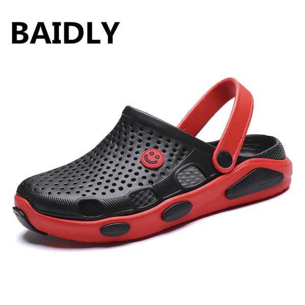 

new men sandals summer slippers shoes fashion sneakers sandals casual flat slip on flip men hollow shoes man, Black