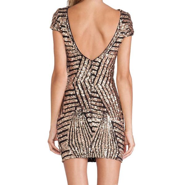 

women sequin prom party skinny evening fashion backless short dress m5, Black;gray