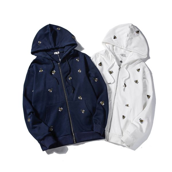 

autumn designer men hoodie with bees print pattern luxury sweatshirts streetwear brand pullovers hoodies o-neck clothing m-2xl, Black