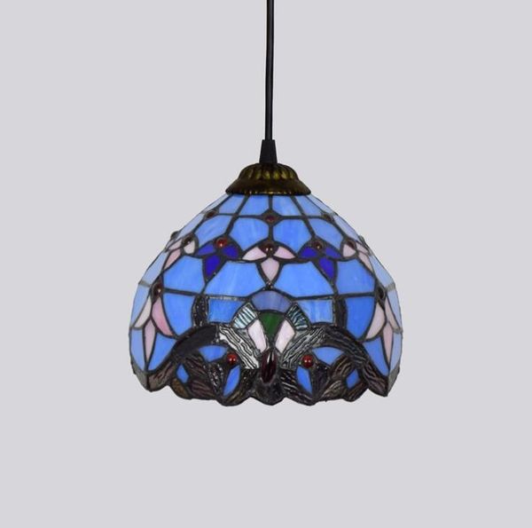 

Tiffany Pendent Lamp Mediterranean Creative Blue Baroque Love Decorative Pendent Light Stained Glass Lamp for Living Room
