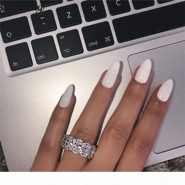 

choucong stunning limited edition eternity band promise ring 925 sterling silver 11pcs oval diamond engagement rings for women, Slivery;golden