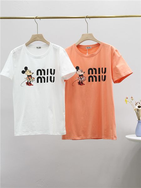 

20fw new luxury brands miu limited tshirt mouse printing cotton tee shirt men women streetwear sweatshirt outdoor t-shirts 2.6, Gray;blue