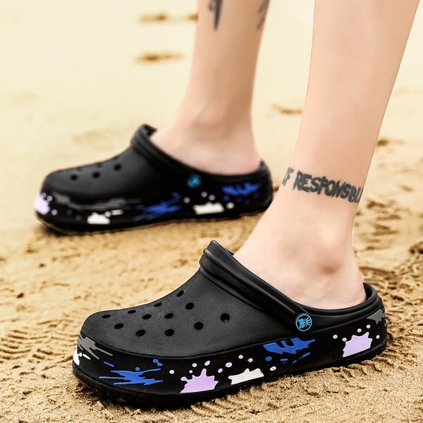 

coslony crocks shoes male mens shoes crocse sandals sandalias summer shoes sandalen slippers sandalet hombre sandali croc clogs t200420, Black