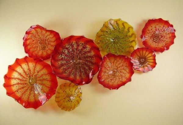 

100% mouth borosilicate murano lamps plates colorful style hand blown glass decorative hanging wall art
