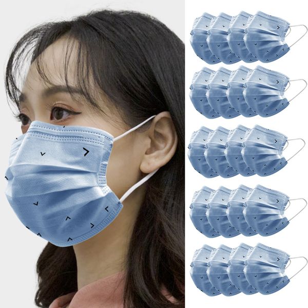 

20pcs disposable mask outdoor nose face protective nonwoven cloth dark blue