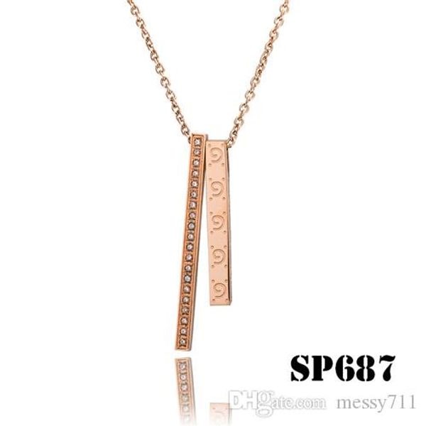 

new model stainless steel pattern with stone lady model classic never fade color necklace, Silver