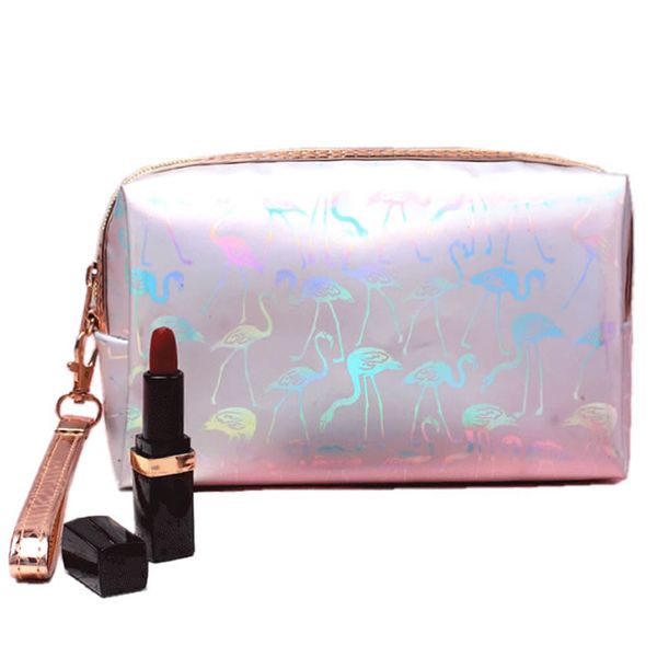 

fashion laser animal flamingo travel makeup bag portable waterproof organizer zipper cosmetic storage women beauty wash pouch