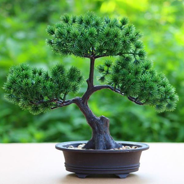 

artificial pine tree bonsai simulation plastic basin plant home desk decoration