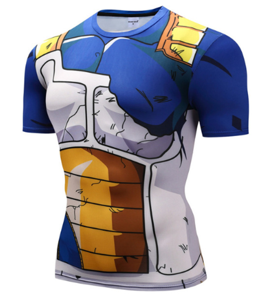 

аниме dragon ball z vegeta goku новая горячая мода фитнес-футболки 3d печати мужчины / женщины лето круглый воротник с коротким рукавом случ, White;black