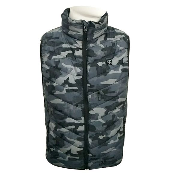 

outdoor electric heated camouflage vest men women heating waistcoat thermal warm clothing usb heated vest winter jacket, Gray;blue