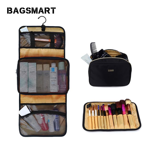 

bagsmart 3 компл. / шт. водонепроницаемый косметическая сумка большие женщины путешествия туалетных принадлежностей макияж сумка многофункци, Black;red