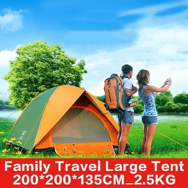 

dhl double layer outdoors 3-4 person waterproof windproof hiking backpacking outdoor camping large tent