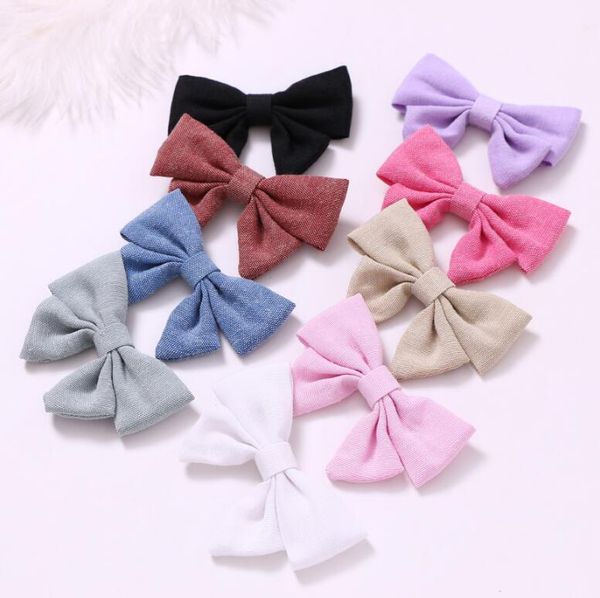 

linen fabric hair bow nylon headbands or hair clips, sailor bow headband or clips girls accessories christmas gift, Slivery;white