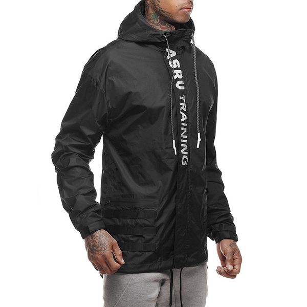

2019 new spring autumn mens fashion outerwear windbreaker coat men sportwear jackets hooded casual letter print men jacket coat, Black;brown