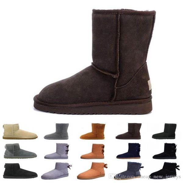 

drop shipping wgg australia women's classic tall boots womens snow boots winter women girl snow boots leather boot us size 5---13, Black