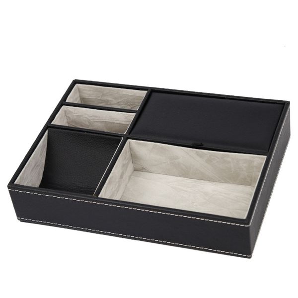

5 mixed slots watch box elegant multifunctional watch display box jewelry storage organizer for watches, Black;blue
