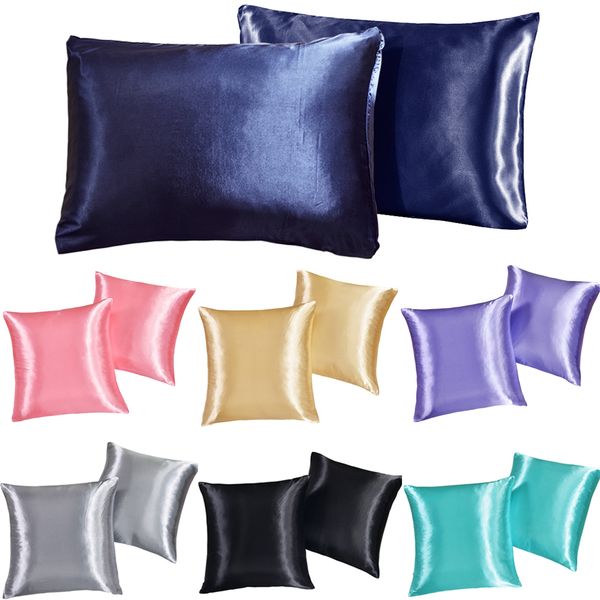 Newest Hot Pillowcase Satin Silk Smooth Sofa Bedroom Throw Cushion