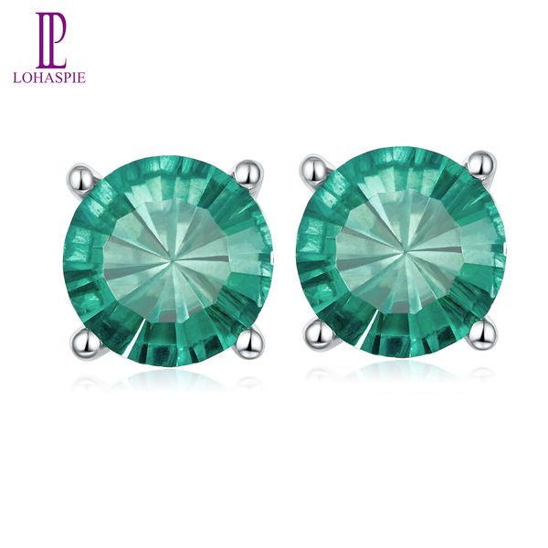 

round 8mm stud earrings 5.14 ct natural colorful gemstone fluorite 925 sterling silver fine jewelry for women girl gift handmade elegant, Golden;silver