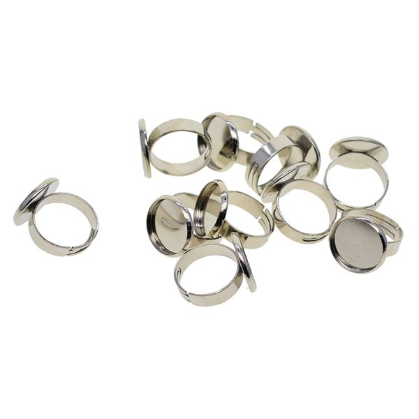

10pcs metal blank rings base findings diy jewelry making supplies pad adjustable craft fit for 16mm cabochon