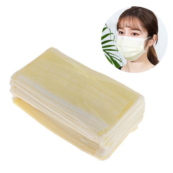 

50x disposable face mask outdoor safety protective non woven yellow