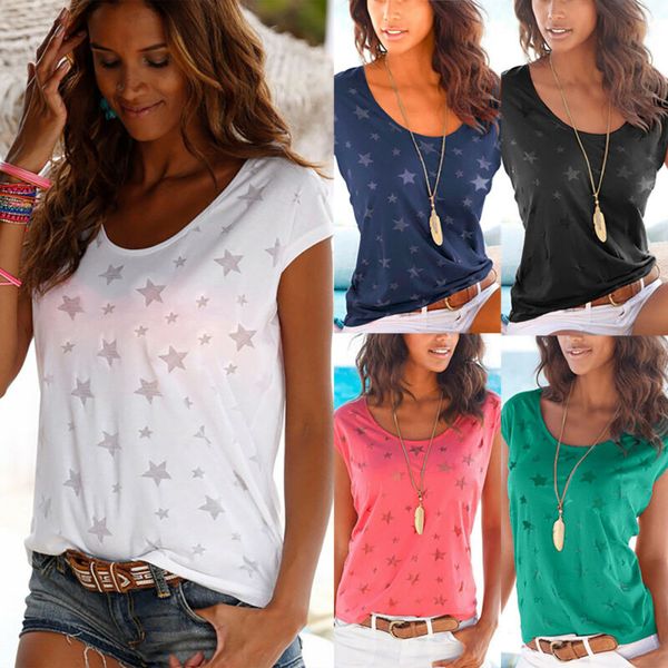 

Womens Ladies Short Sleeve T-Shirt Summer Loose Casual Beach Blouse Tops Shirts