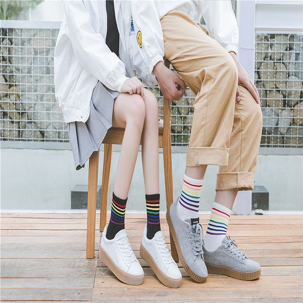 2019 2019New Men Women Socks Autumn Winter Unisex Cotton Rainbow Striped Socks Xmas Fashion Warm Chrismas Sports Breathable Socks From Wulumuqiii,