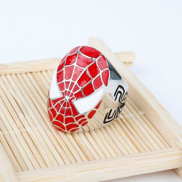 

fashion anime movie jewelry spider rings for men creative unique spiderman face ring punk rock motorbike jewelry anel masculino, Silver