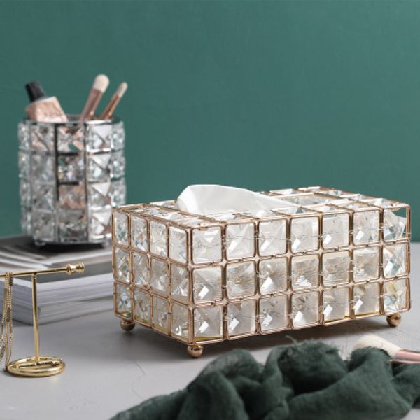 

european crystal tissue box handmade simple home living room coffee table drawer deskdecorative napkin storage box