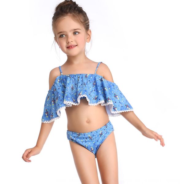 

v7pl5 2019 girls' shoulder-length split flounder 2019 girls' swimwear shoulder-length children's sling swimsuit swimsuit spli, White;black