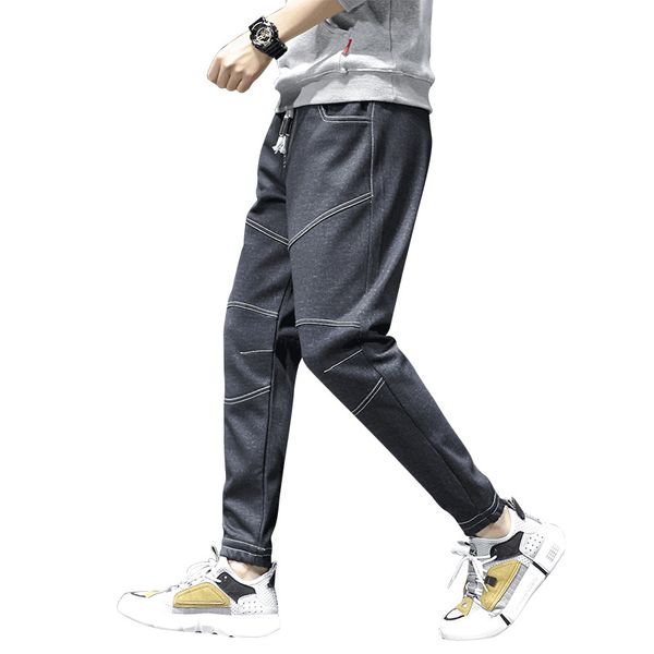 

2019 new style retro popular brand men's jeans korean-style thick elasticity casual suo jiao skinny pants men's fashion, Blue