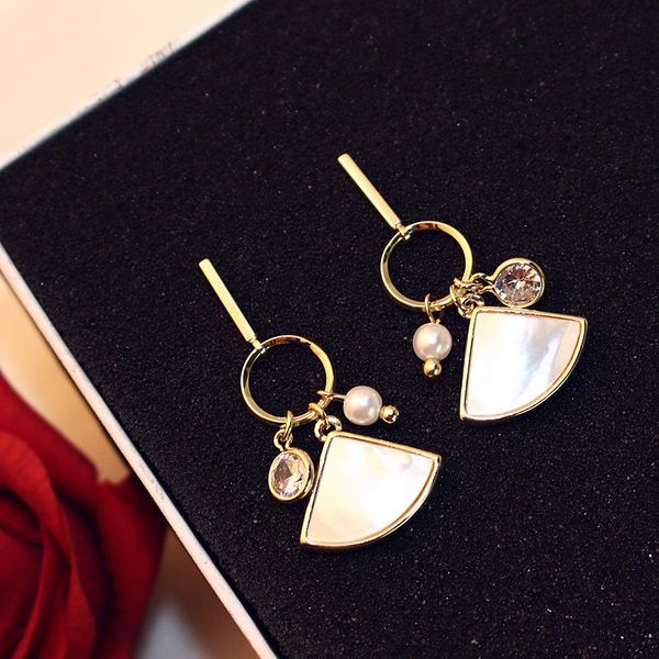 

fashion gold plated shell earrings drop for women party jewelry elegant rhinestone accessories, Silver