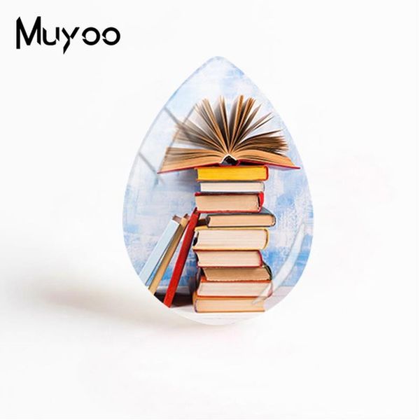 

2019 new vintage old books jewelry book art tear drop cabochon library gifts glass cabochons for women, Blue;slivery