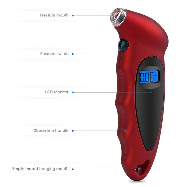 

a++++ quality universal high accuracy digital lcd display auto car tire pressure gauge motor tyre air pressure meter bike tester