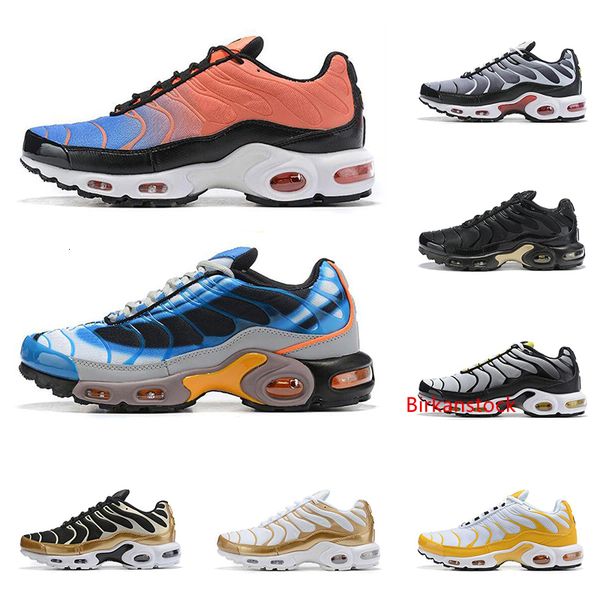 

new tn mercurial plus men running shoes volt black white rainbow green gold fashion mens trainers breathable sports sneakers size 40-45