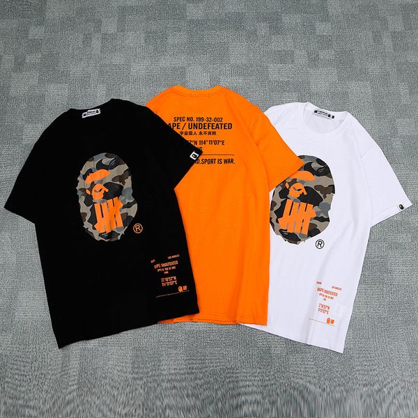 

camouflage printed cotton short-sleeved t-shirt lovers street men's tide card sports half sleeve, White;black