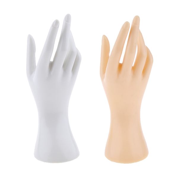 

2 pieces mannequin hand for jewelry bracelet ring watch display rack, Black;white
