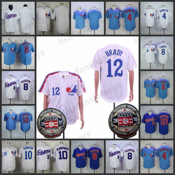 

4 delino deshields 8 гэри картер монреаль выставки 10 андре доусон 12 брэди 2018 хоф старинные джерси мужские ретро синий белый красный кофт, Blue;black