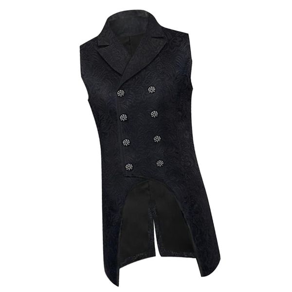 

mens gothic steampunk double breasted vest brocade waistcoat, Black;brown