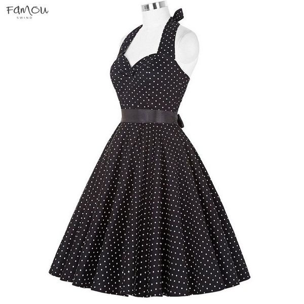 

Polka Women Dot Dress Big Swing Clothes Robe Casual Prom Rockabilly Party Dress 50S 60S Pinup Vintage Dresses Cap Sleeve Designer Vestidos