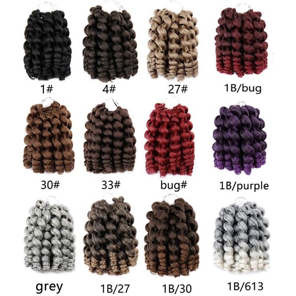 

nicole 8inch jumpy wand curl jamaican bounce omber color crochet braiding hair 20 roots/pack synthetic twist braiding hair ing, Black