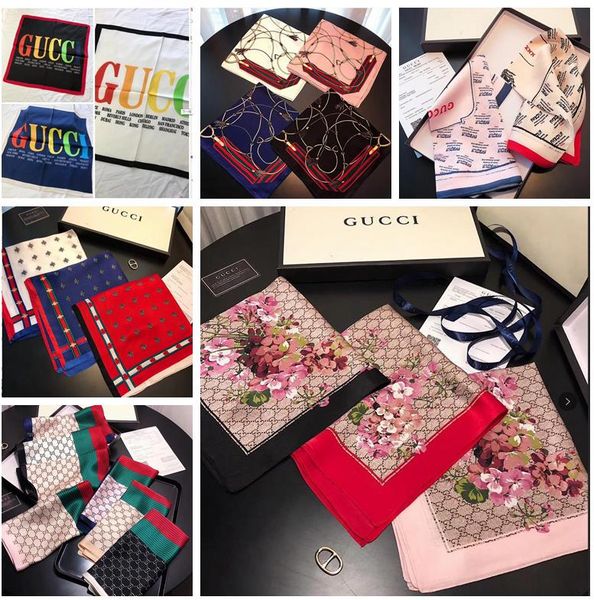 

Hot Designer Silk Small Square Scarf Ring for Women High Quality 2019 Summer Italy Brand Floral Silk Scarves small scarfs 50x50cm D538