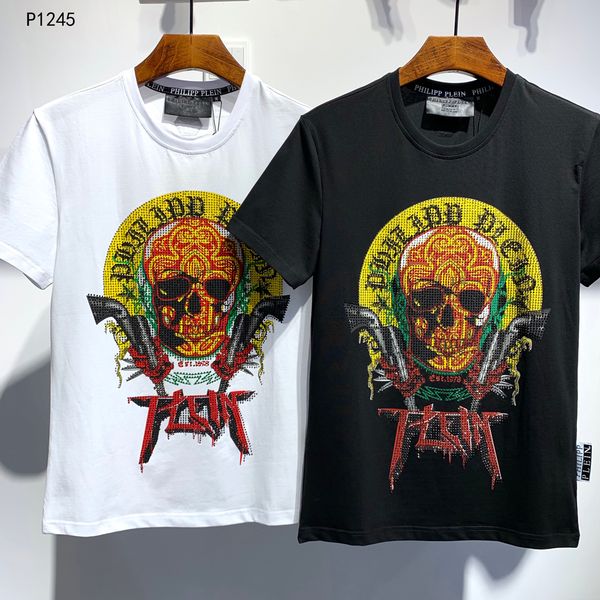 

pp philip plain brand mens designer t shirts firmata uomo fashion luxury designer t shirt summer homme mens skull tshirt tee 1245