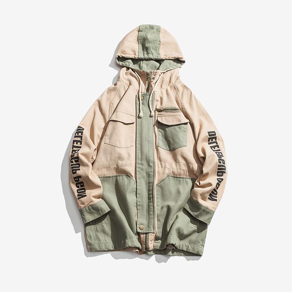 

large waterproof winter punk trench coat men leisure stylish single breasted trench coat men hooded for ii50fy, Tan;black