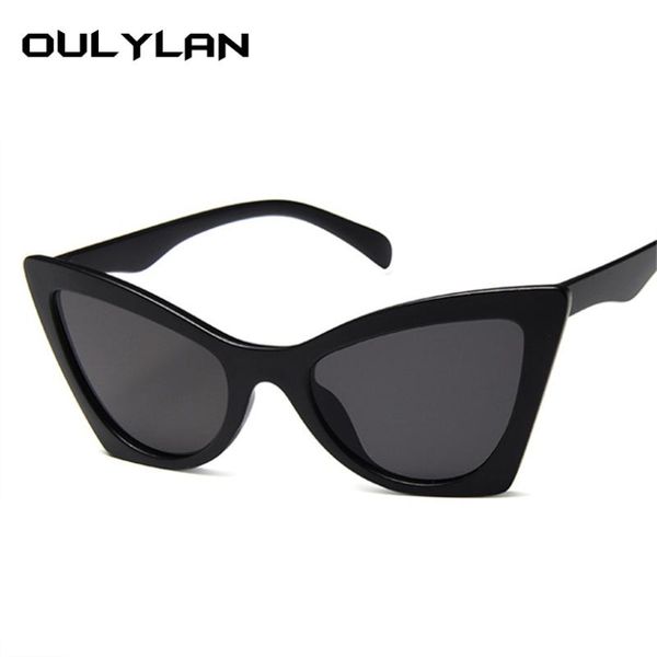 

oulylan cat eye sunglasses women brand vintage sun glasses fashion female eyeglasses retro black glasses uv400, White;black