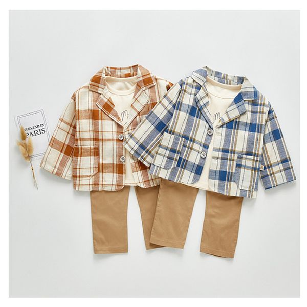 

новорожденный мальчик одежда комплект британский стиль хлопок детские деловой костюм + брюки + футболка 3 шт. джентльмен для мальчиков повсе, White